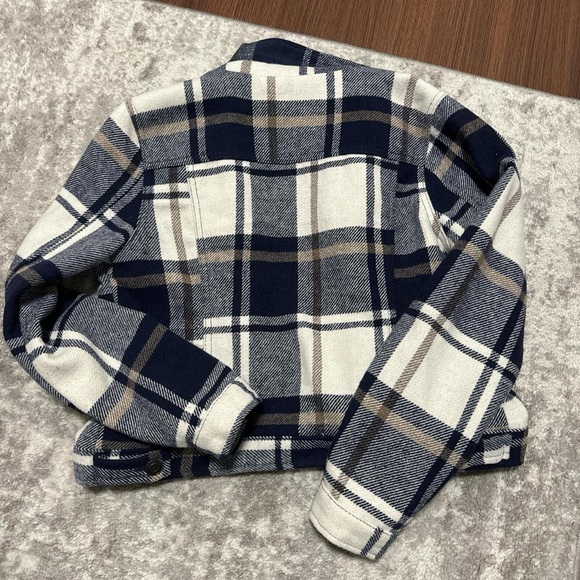 Blue white and brown plaid fall jacket - Picture 5 of 5